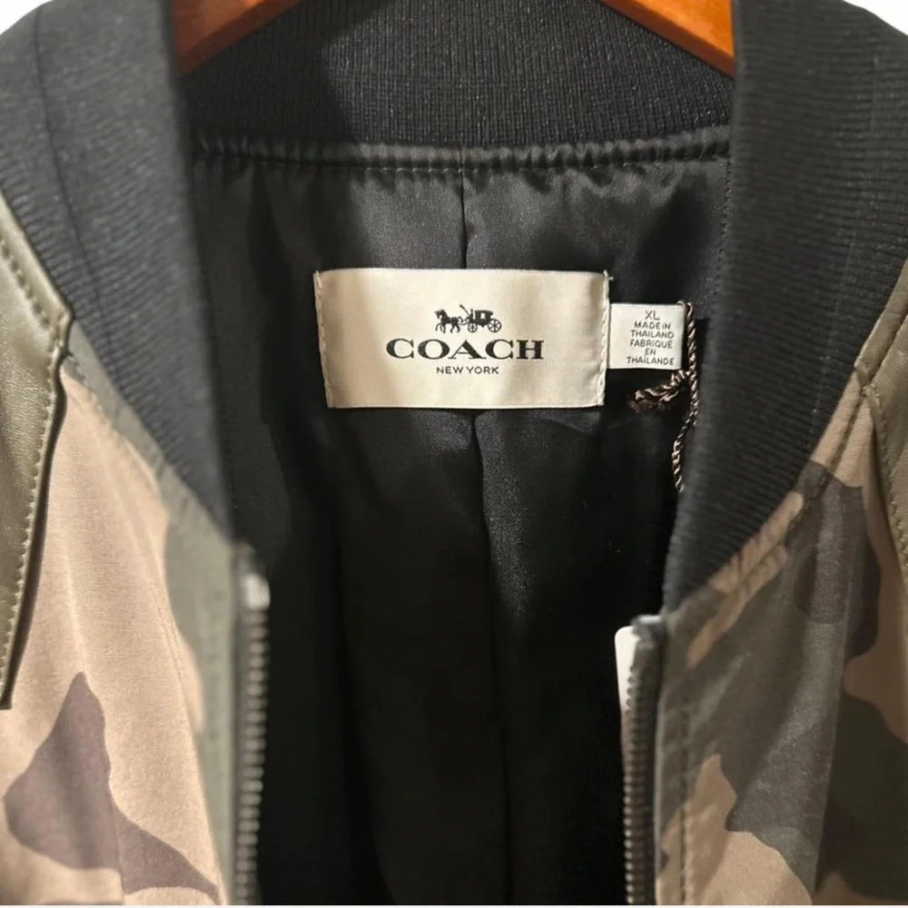 Coach Camouflage Bomber Varsity Jacket With Leather Accents Size Men’s XL (NWT)